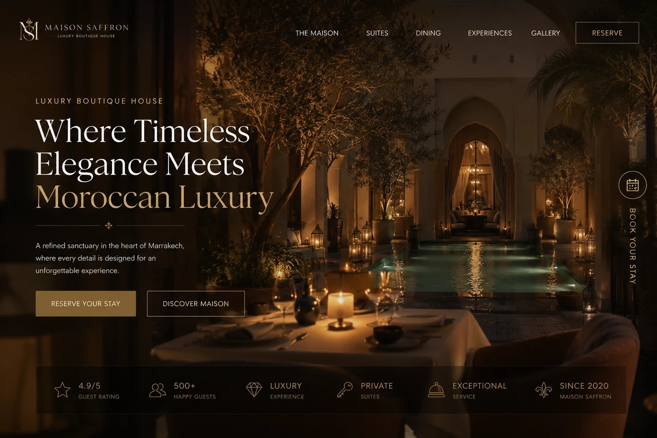 Maison Saffron — luxury boutique hospitality website preview